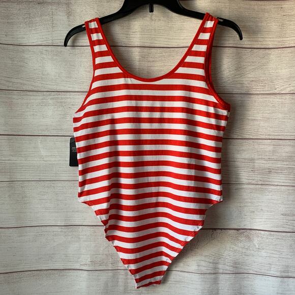 IML Isaac Morris Stripe USA Bodysuit Red White Blue Tank Size L - Picture 5 of 12